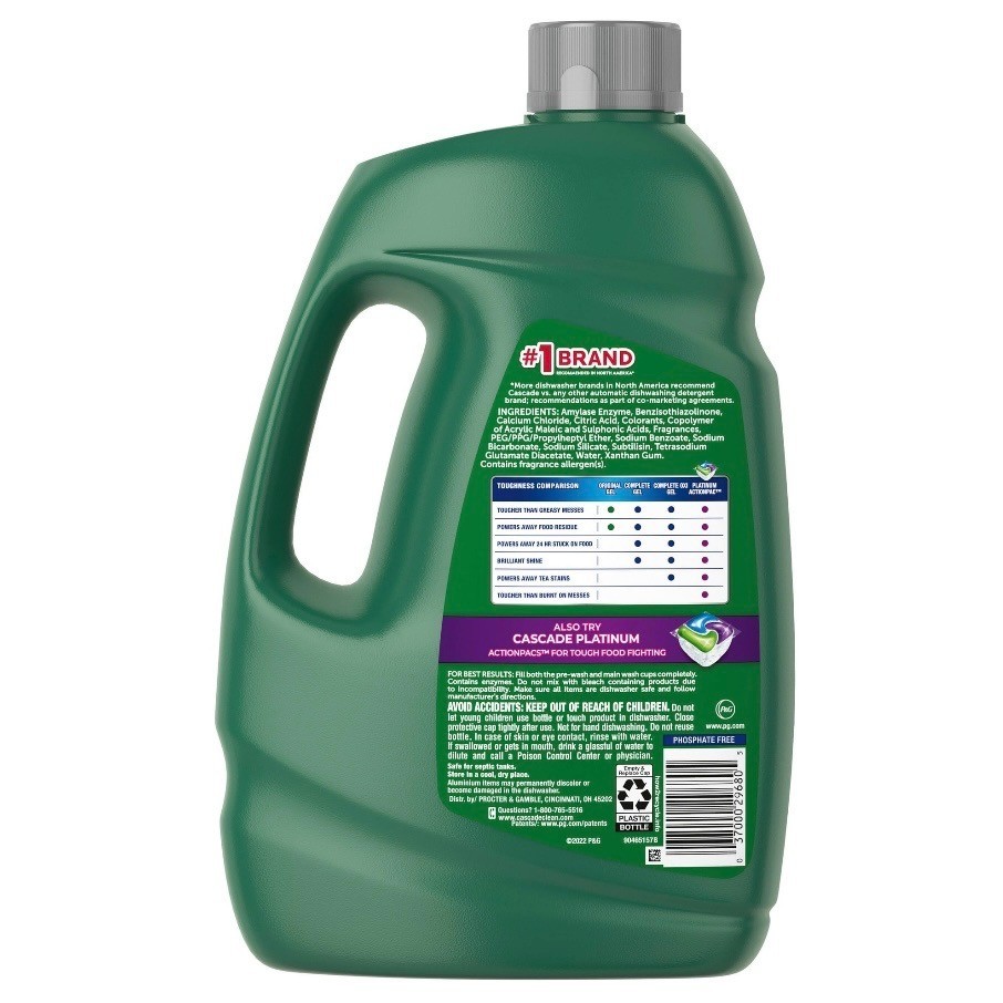 Cascade Complete Gel + Oxi Dishwasher Detergent 125 fl oz Powerful Cleaning