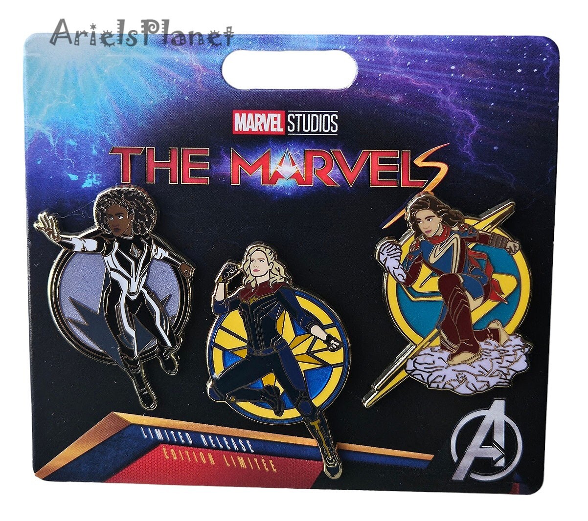 Disney Parks The Marvels Capt. / Ms. Marvel Photon Limited Release 3 Pin Set