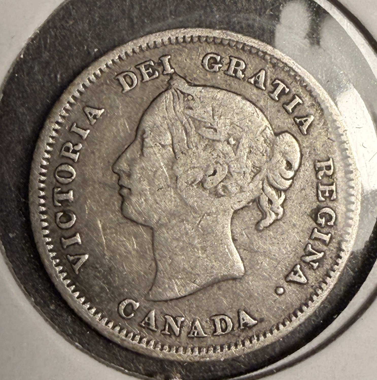 1880-H Canadian 5ct Silver, VF. (18570)
