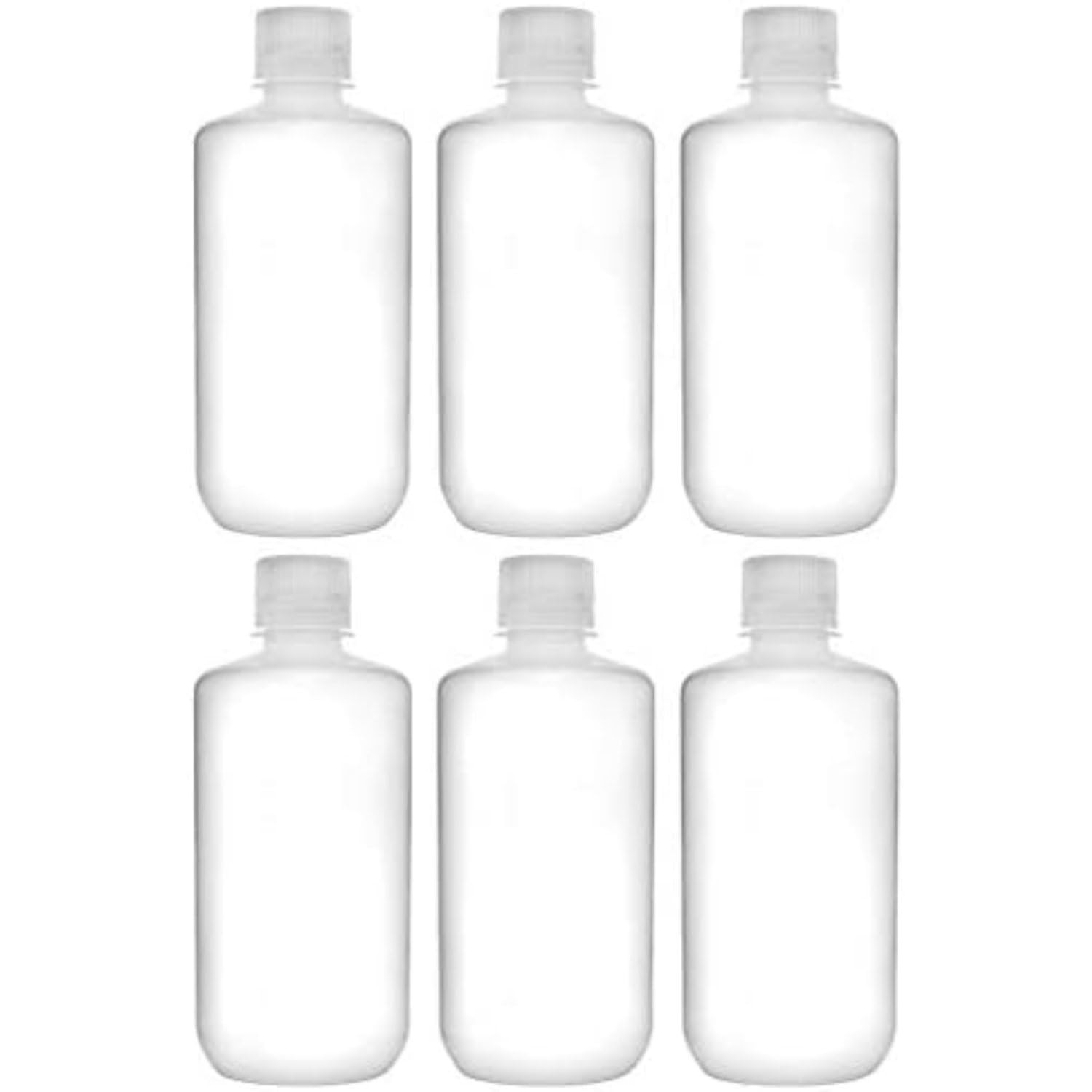 6 PCS 1000ml Reagent Bottles Narrow Mouth Polypropylene Translucent Screw Cap