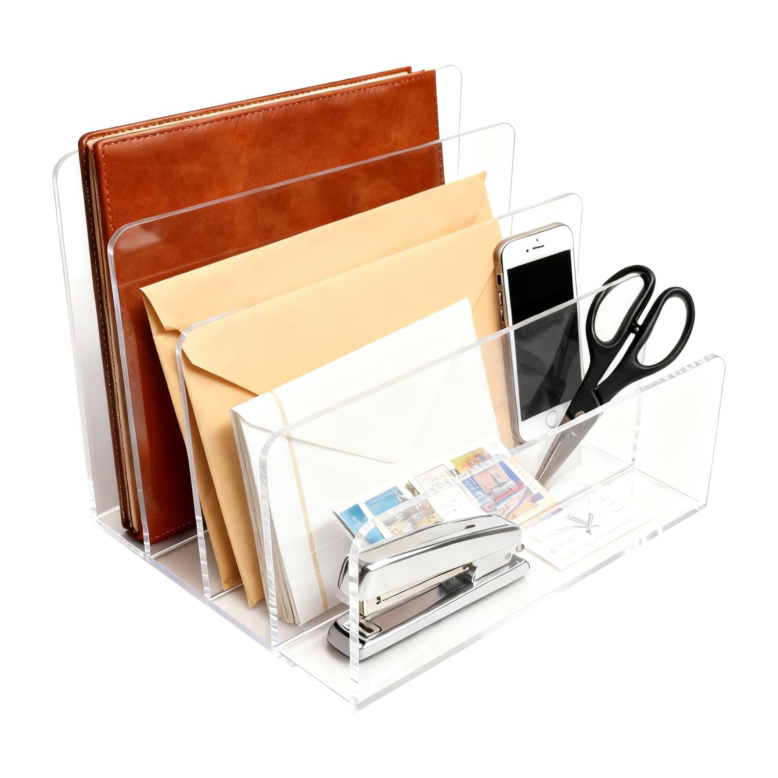 Acrylic Mail Holder Clear File Sorter Desk Organizer Clean Desktop Vertical D...