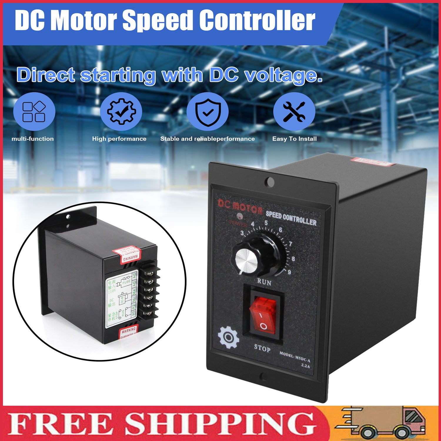 (500W)110VAC In 90V DC Output DC Motor Speed Controller Switch Forward Reverse