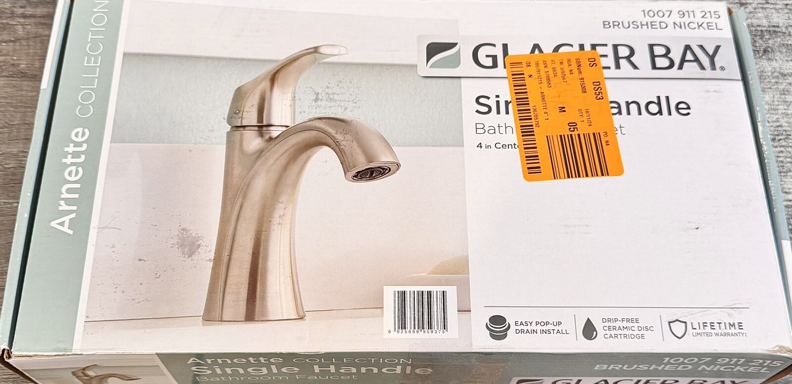 Glacier Bay Arnette Bathroom Faucet Single-Lever Handle Brushed Nickel