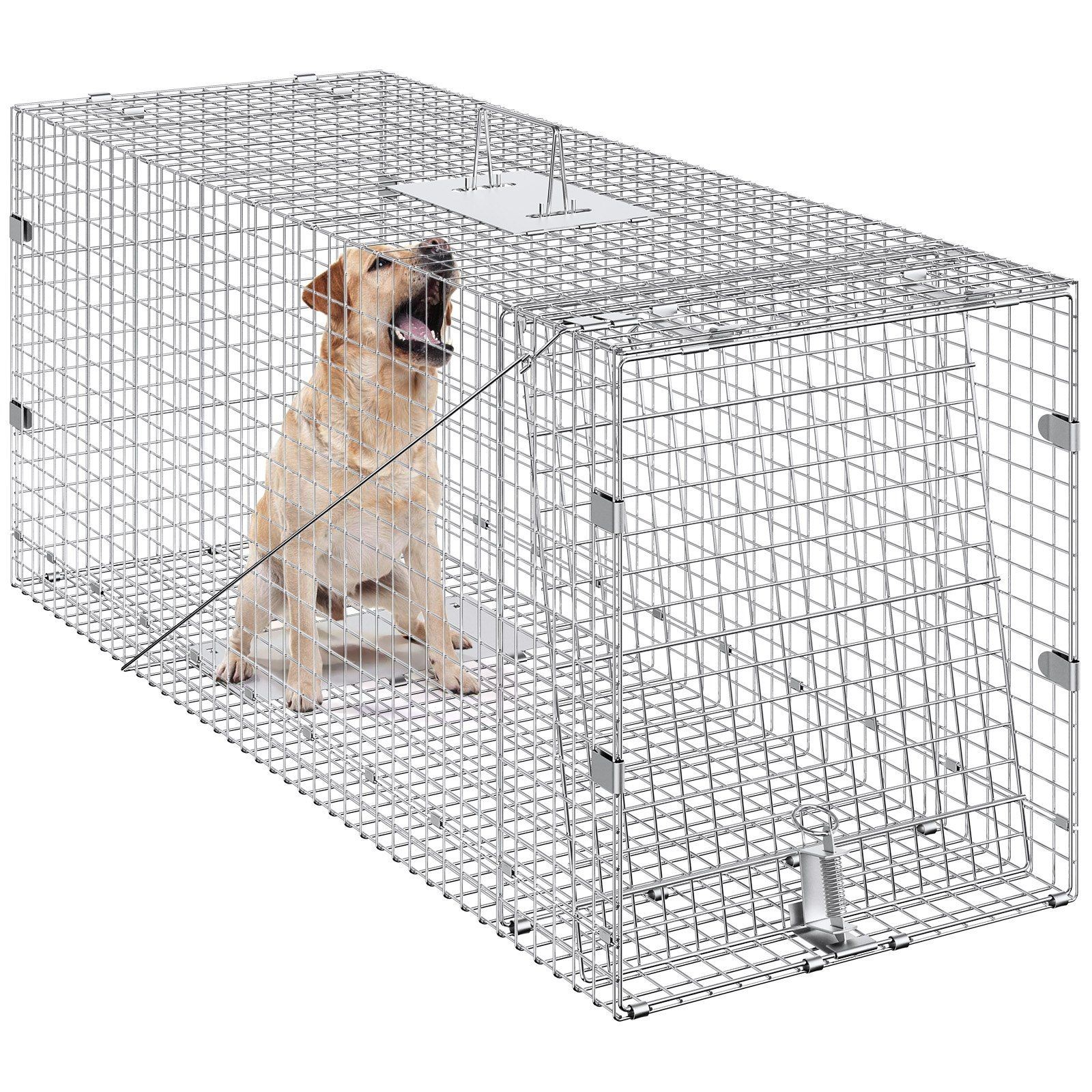 Large Capacity Animal Trap 50x20x26in Foldable Galvanized Wire Cage