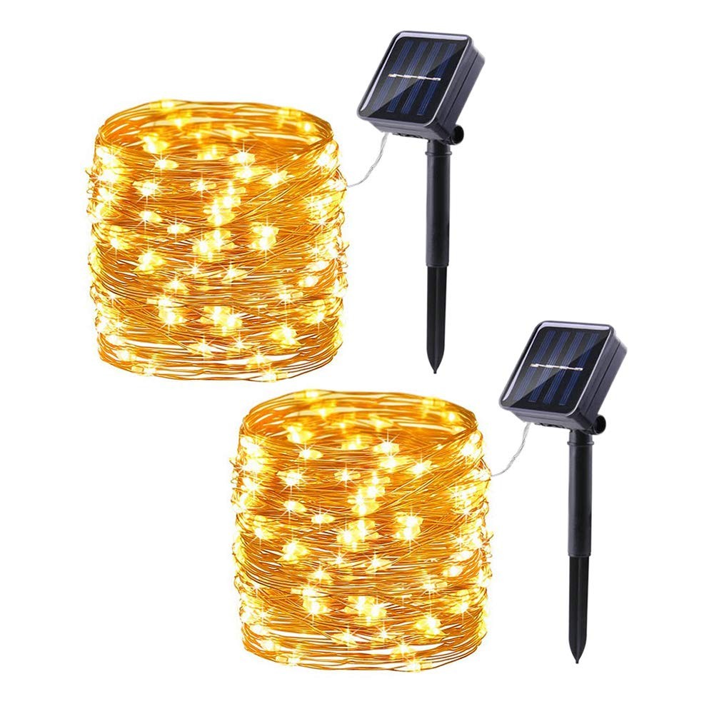 Lomotech Solar String Lights Outdoor - 2 Pack Total 66ft 2 Pack, Warm White