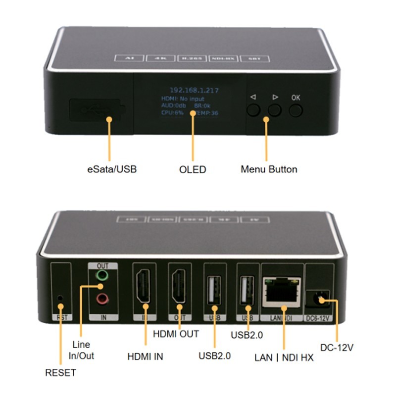 ENC1-V3 4K30fps video encoder and decoder HDMI- IP IP- HDMI USB Camera- IP