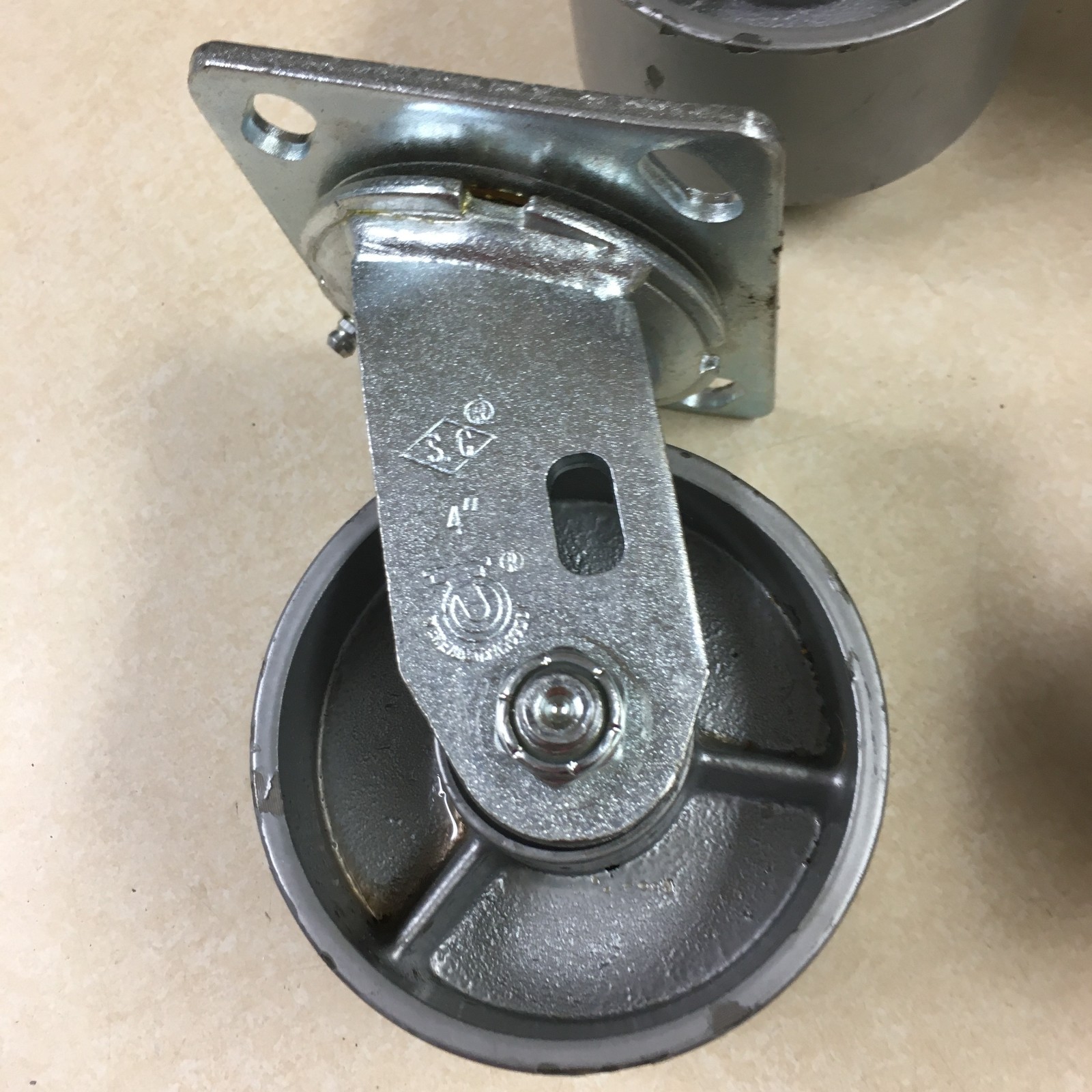 Wright 4" Steel Caster Wheel Set (2 Rigid, 2 Swivel) for Dumping Hoppers