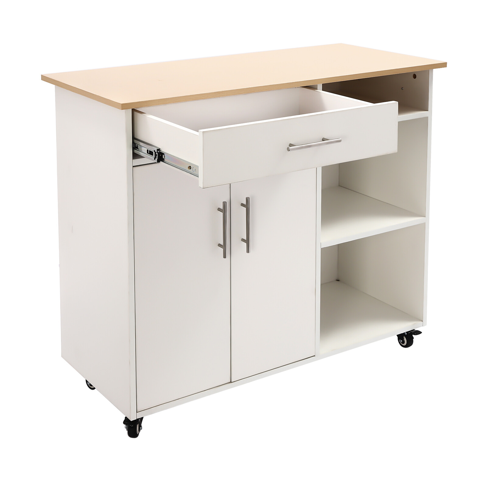 Island Side Table Kitchen Cart Rolling Kitchen Free Standing Trolley w/Drawer