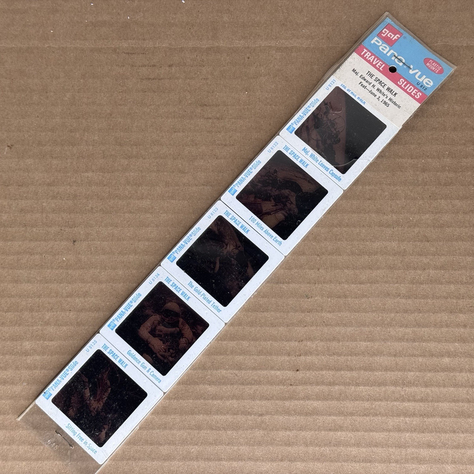 Vtg Pana-Vue GAF The Space Walk 1965 Set Of 5 Sealed Slide apollo moon landing