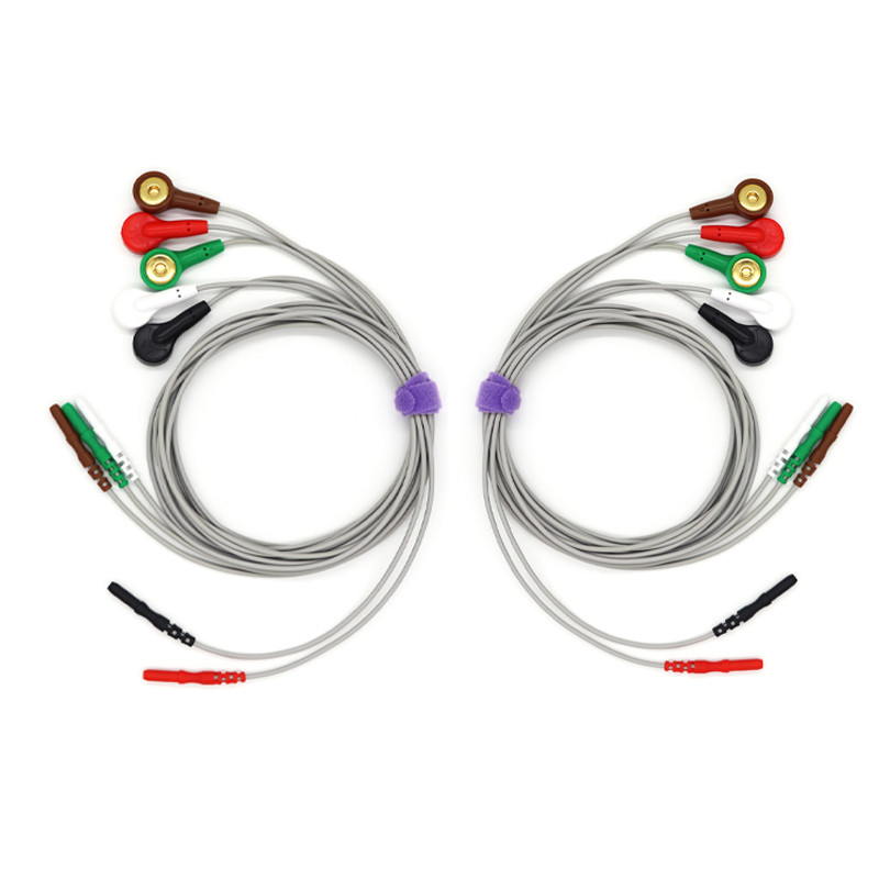 （2Sets）5 Wire ECG Lead Set, AHA Snap, General Purpose ，for Patient Cable