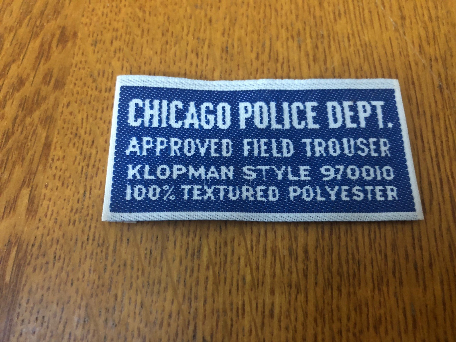 VINTAGE CHICAGO POLICE TROUSER TAG PATCH