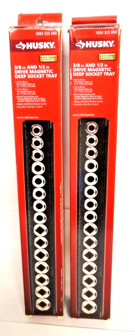 2X Husky Magnetic Deep Socket Trays 1004 323 006 NO SOCKETS 13"L x 1.8"W x 1.4"H