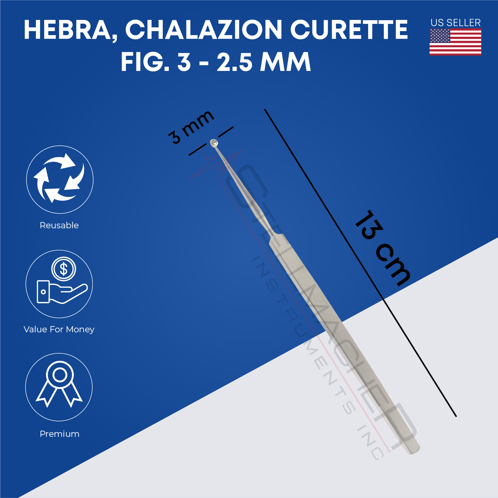 Hebra Chalazion Curette Ophthalmic Eye Surgery Instrument Stainless Steel Tool