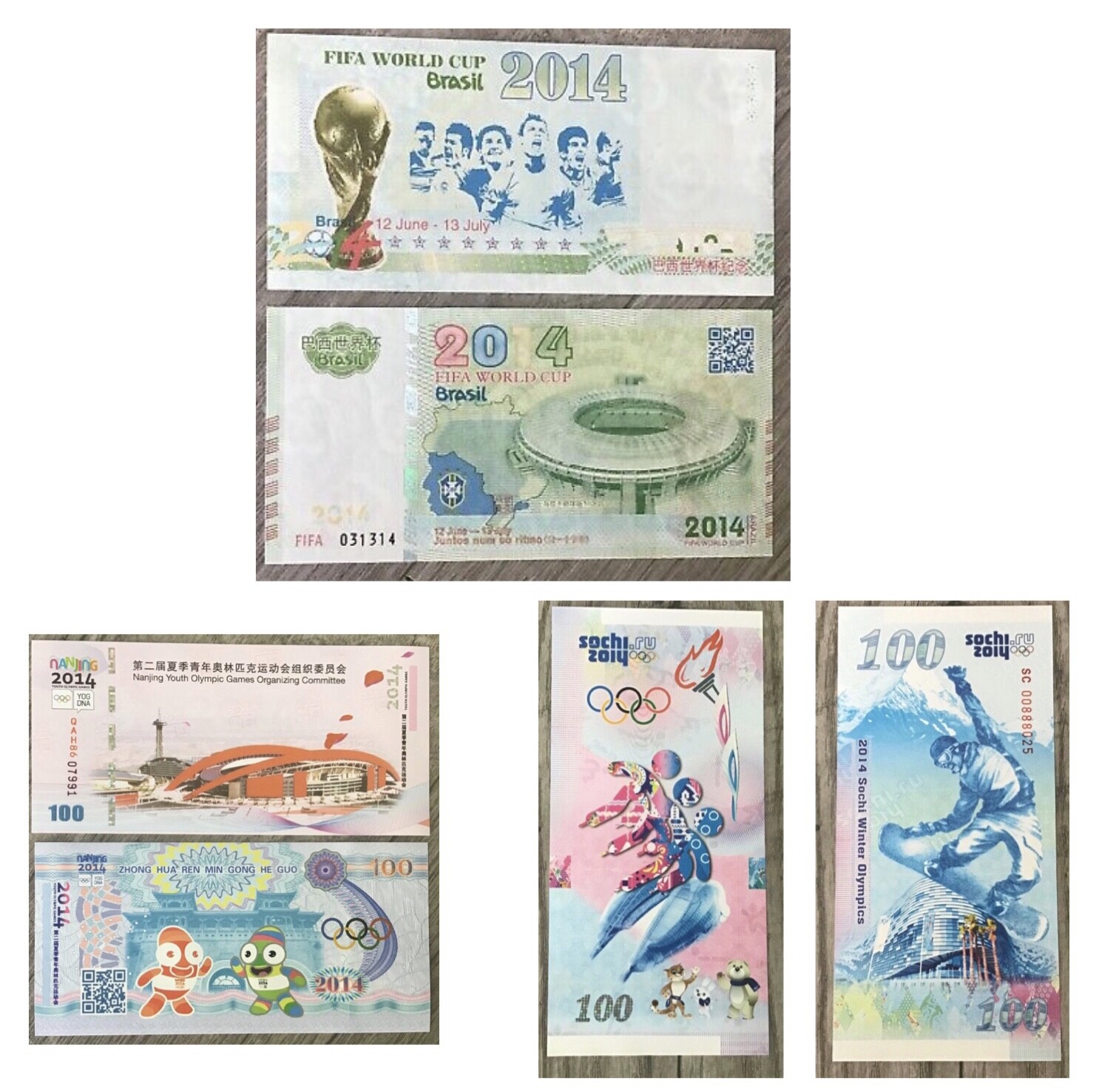 2014 Sochi WinterOlympic/Youth Olympic/FIFA World Cup commemorative test notes
