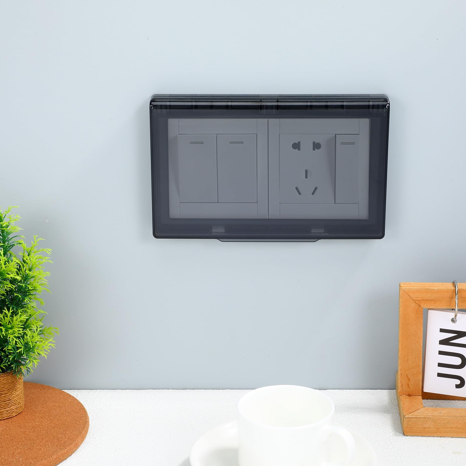 Waterproof Socket Outlet Cover Double Switch Protective Wall Plate, Ultra-Thi...