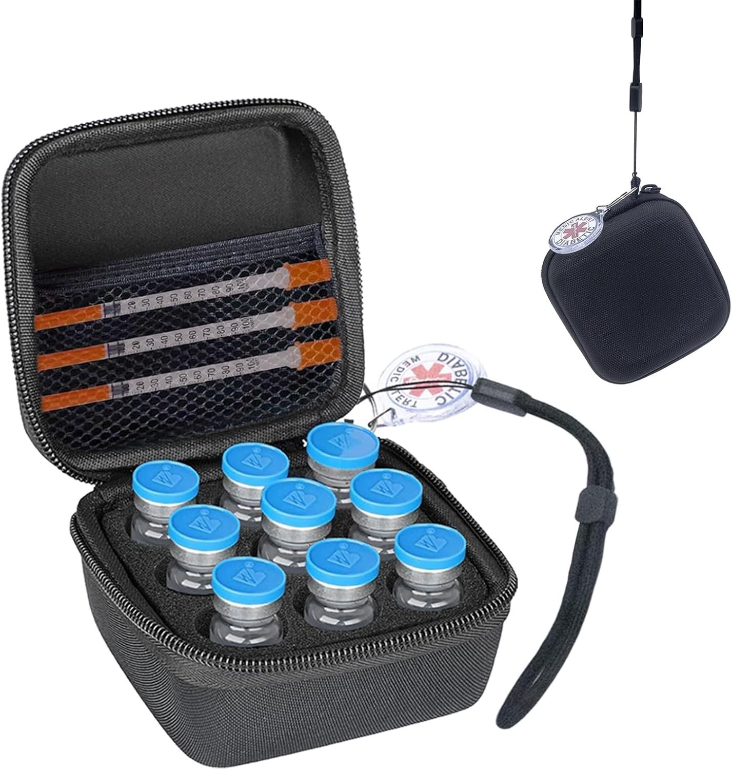 Insulin Vial Storage Case 9 Slot Holder for 10ml U100 Travel Fridge Black New US