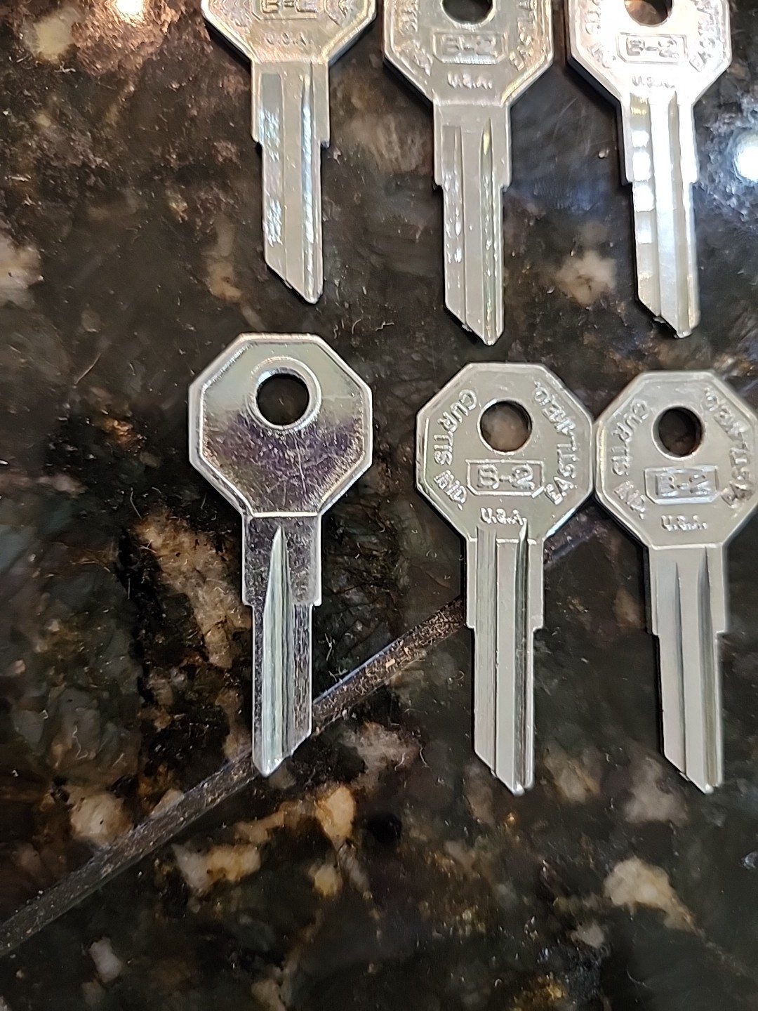6 × Curtis B2 key blank B-2 key blanks
