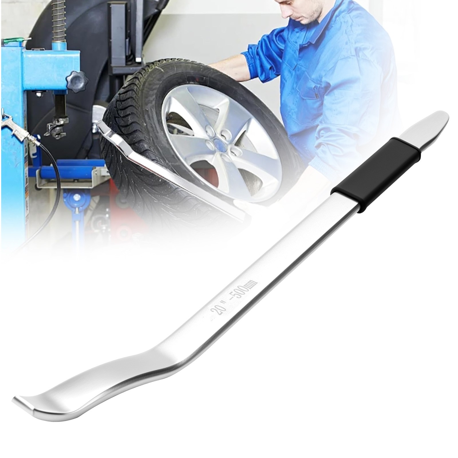 Tire Lever 19.8in Alloy Steel Tire Iron Spoon with Rubber Handle for Car, Truck