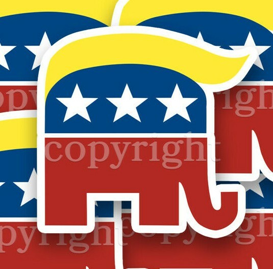Trump Bumper Stickers Republican Elephant Decals 3" wide 5 pack