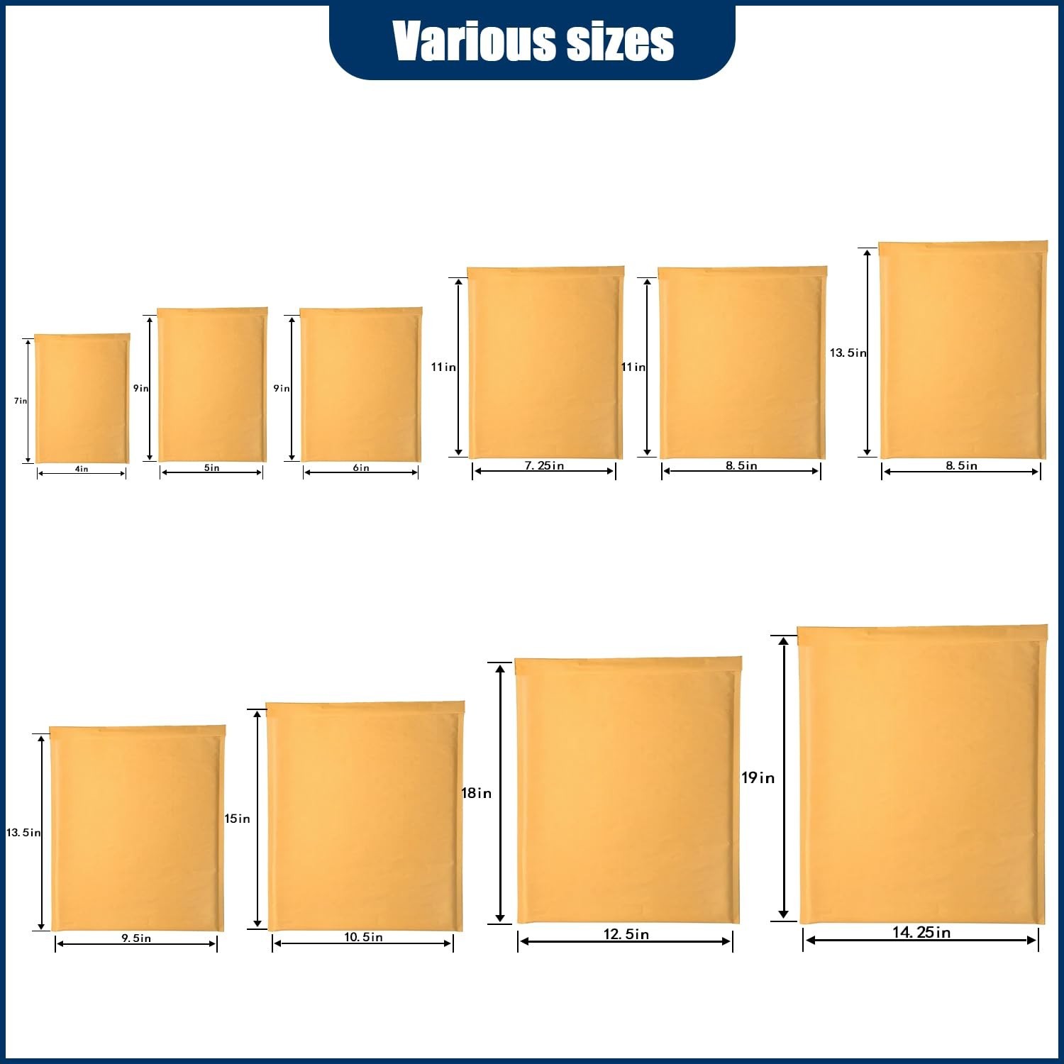 Bubble Mailer Envelopes, 50 Pack Kraft Padded Envelopes, Large Bubble Mailers...