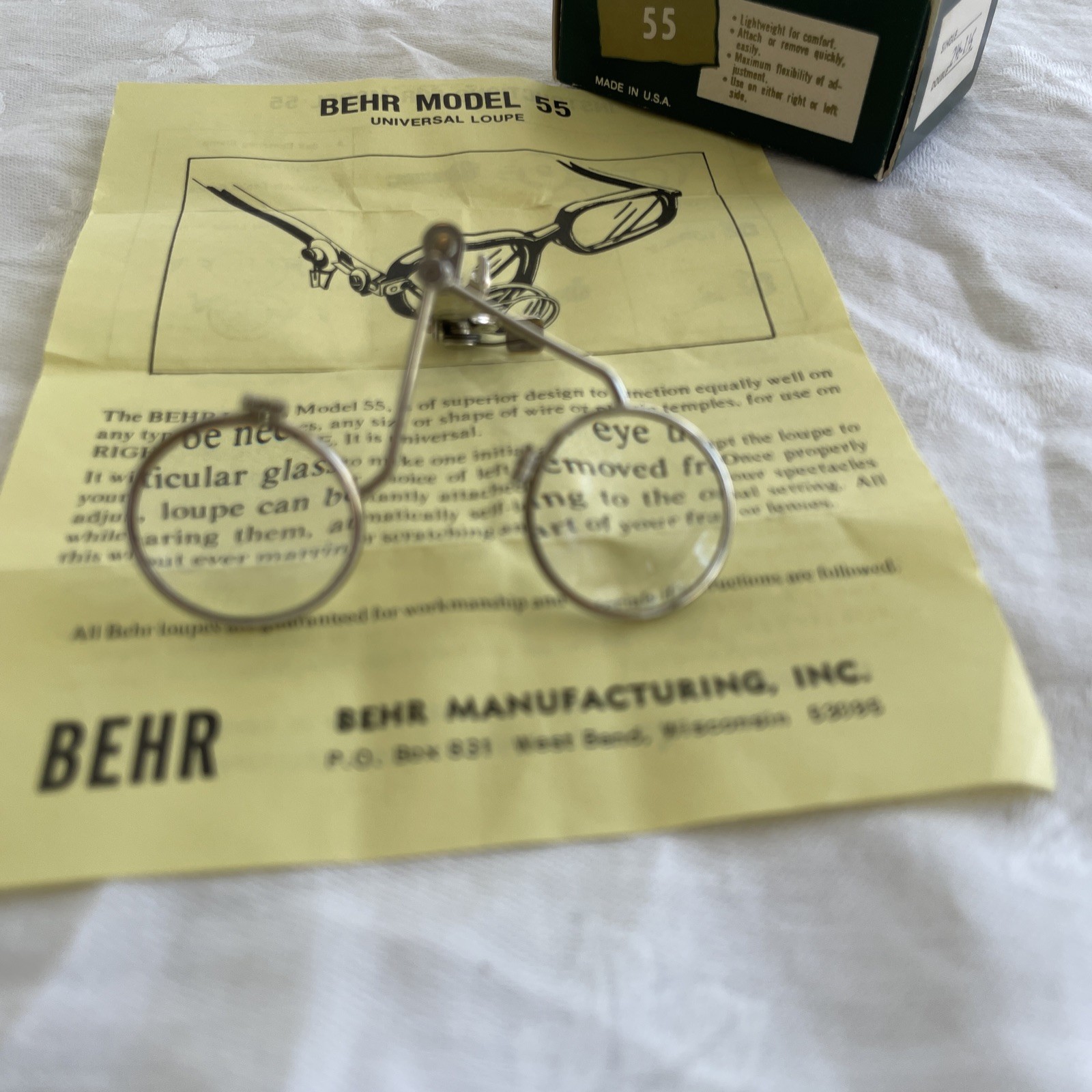 Vintage BEHR LOUPE Watchmakers Double Magnifier (MODEL 55)