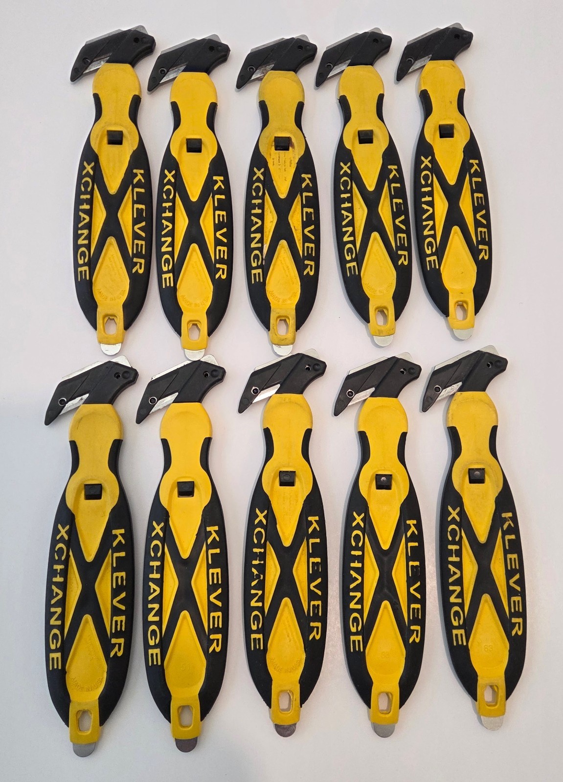 KLEVER XCHANGE Safety Box Cutter Utility Knife  Used Lot of 10 Yellow Black USA
