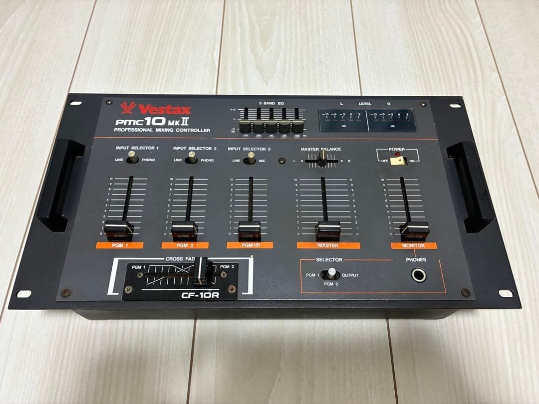 Vestax PMC-10 MK2 DJ Mixer 5BandEQ CF-10R PhonoIn 90s Japan w/Adptr Fully Works