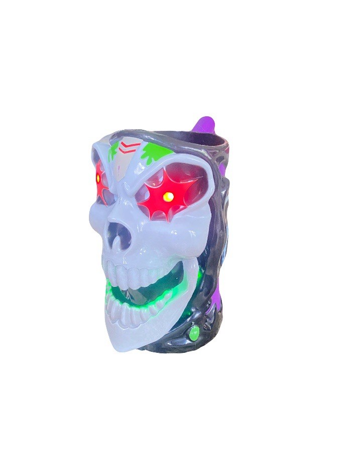 Vintage Grave Digger MONSTER JAM Spooky Mug w/ Light-Up Skeleton HALLOWEEN Cup