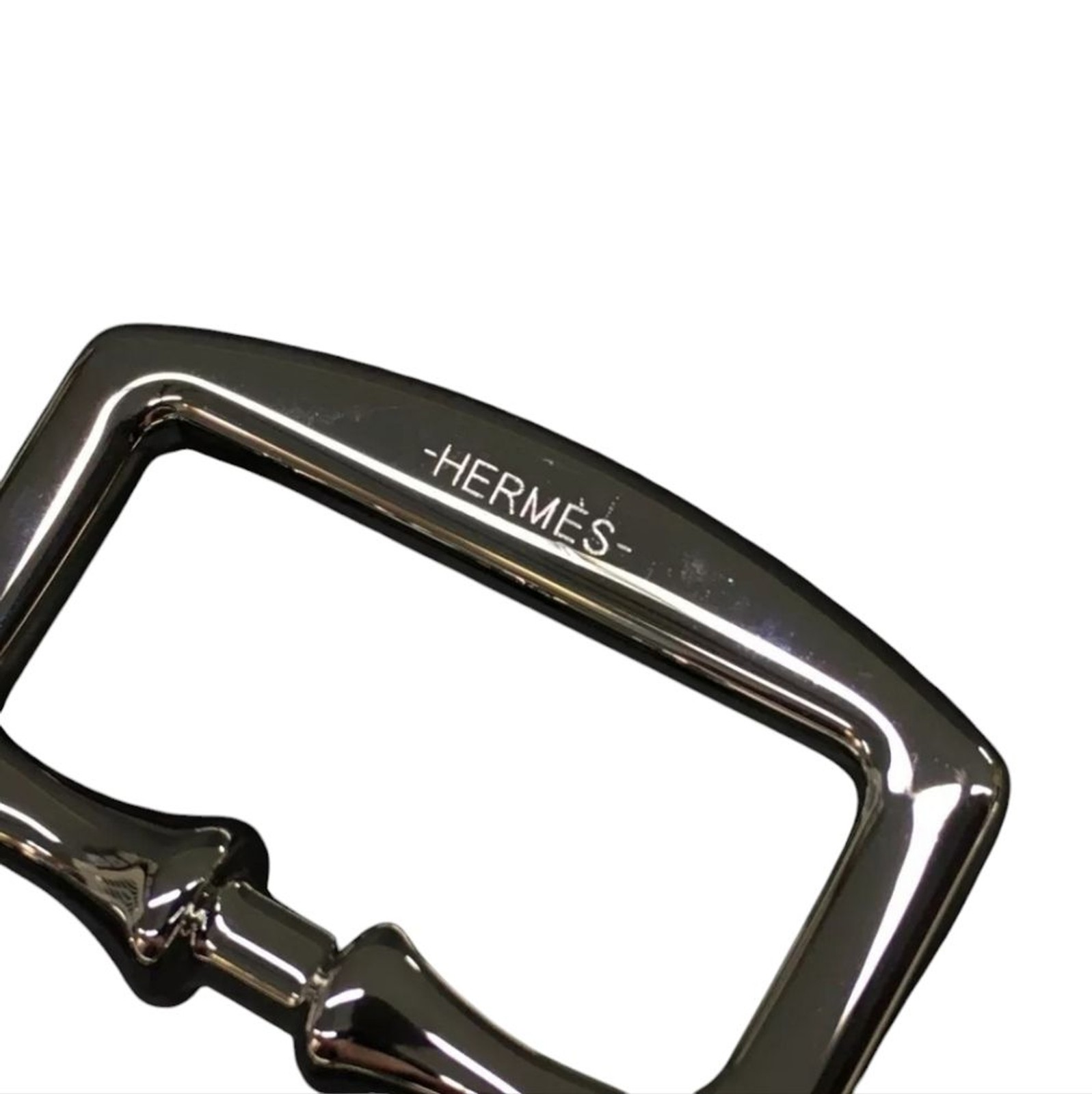 Hermès Étrivière Scarf Ring Silver Tone Buckle Design 45mm Auth
