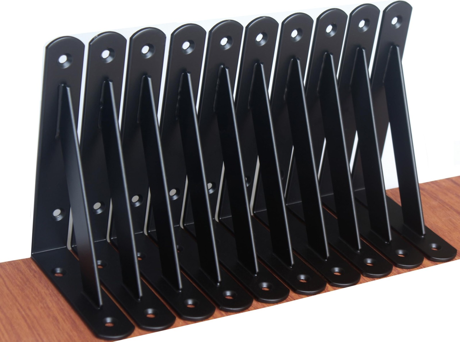 12 Pack L6 x H 4" Black Heavy Duty Shelf Brackets with Screws Metal Shelf Bra...