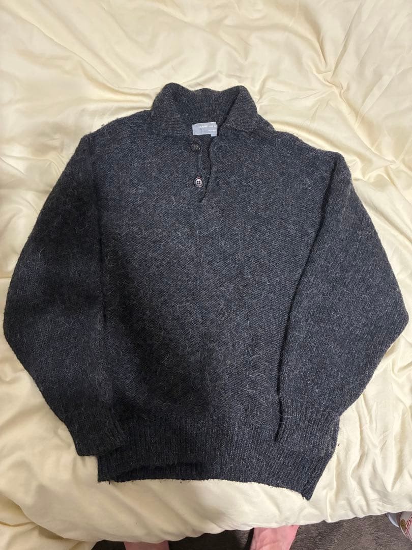 80s COMME des GARCONS HOMME Shaggy Knit Sweater Lama Wool Vintage Gray M