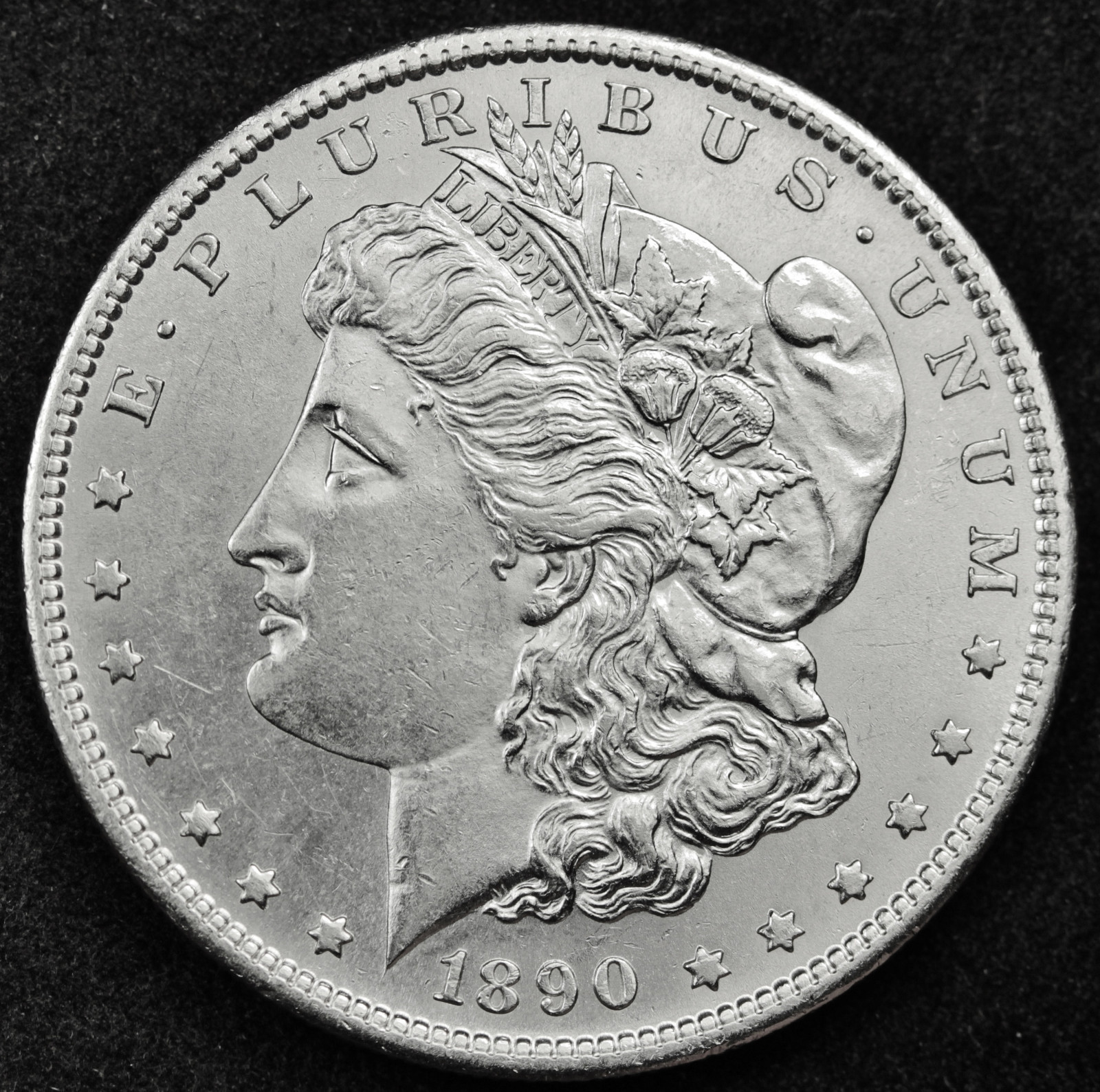 1890-s Morgan Silver Dollar.  B.U.  87120    *Inventory A~