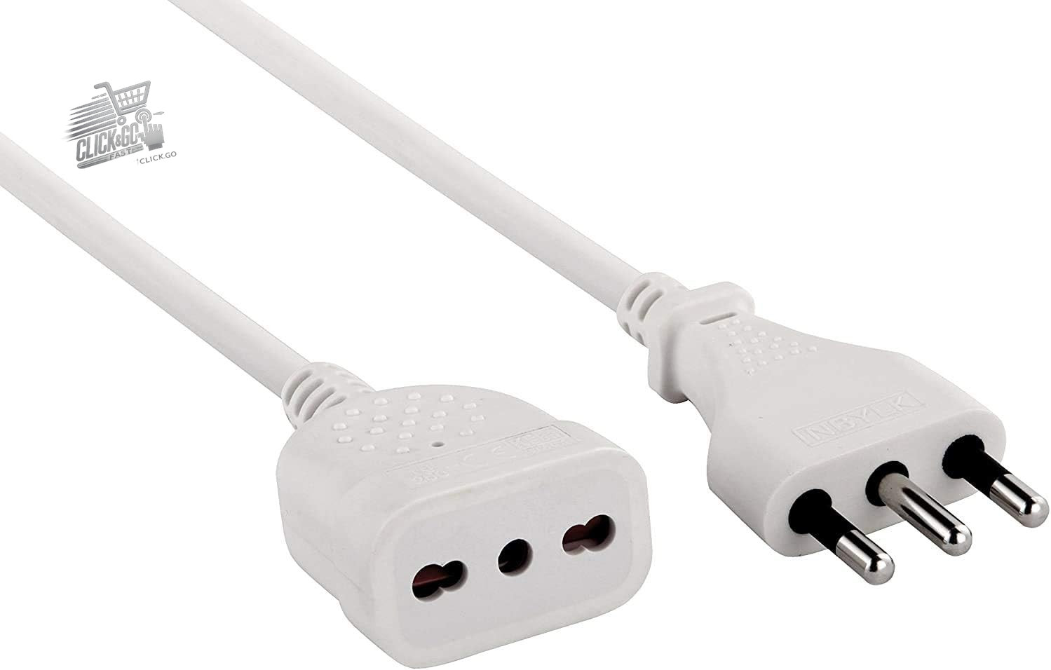 5 meter flexible and resistant electrical extension, with power plug and socket
