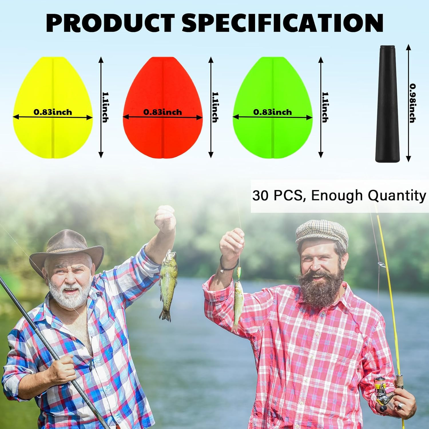 30 Pcs Trout Float Foam Teardrop Strike Fishing Bobbers Fishing Floats Fly Fishi