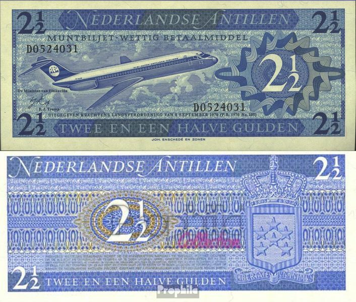 Dutch Antilles Pick-number: 21a bankfrisch 1970 2 1/2 Gulden Aircraft