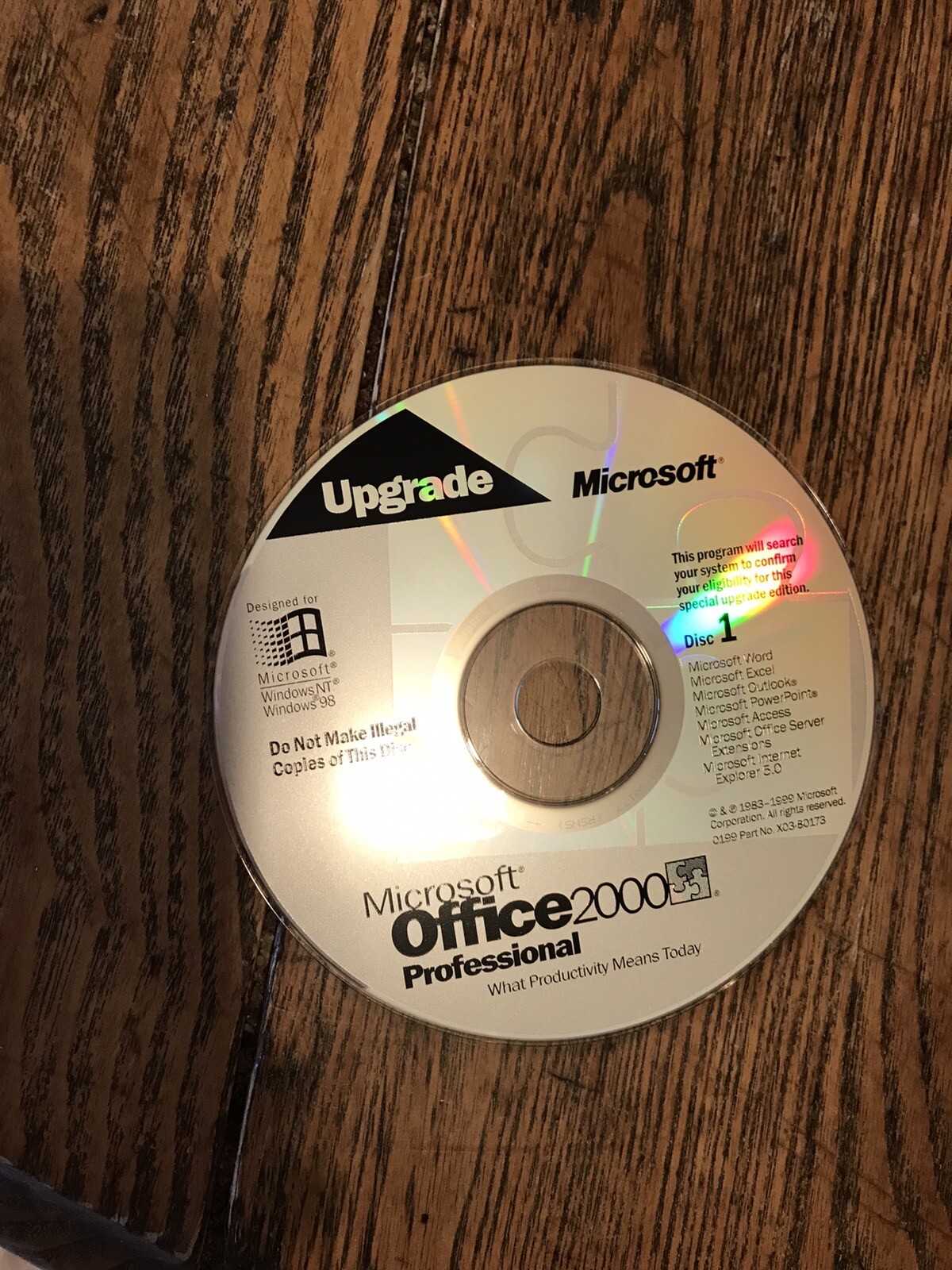 Genuine Microsoft Office 2000 Professional SR1 Upgrade - 2-CD Set on Holo Discs