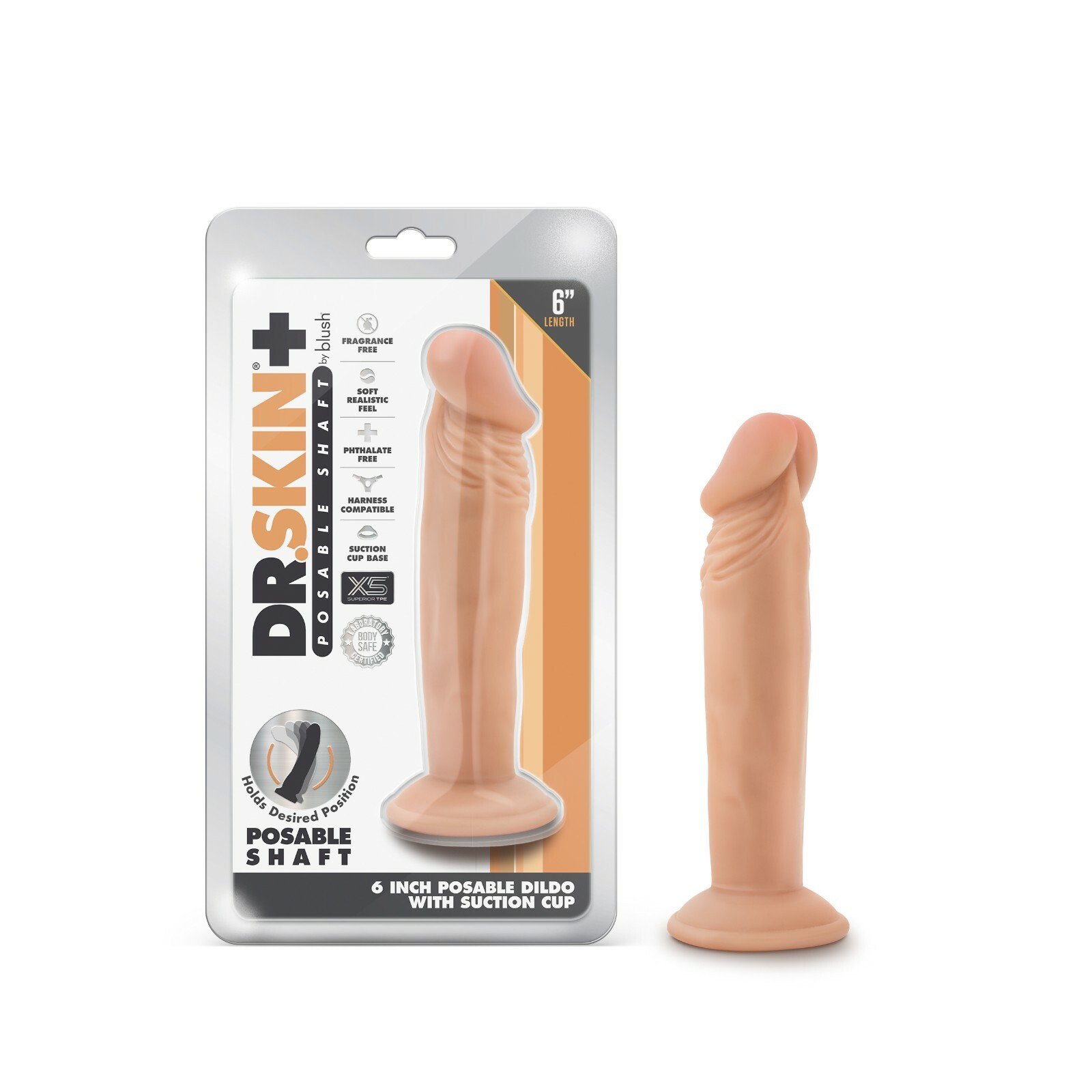 Blush Dr. Skin Plus 6''Realistic Triple Density Flexible Dildo Suction Cup Base