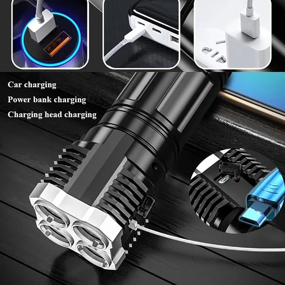 2000000 Lumens Super Bright LED Tactical Flashlight Rechargeable LED Work Light