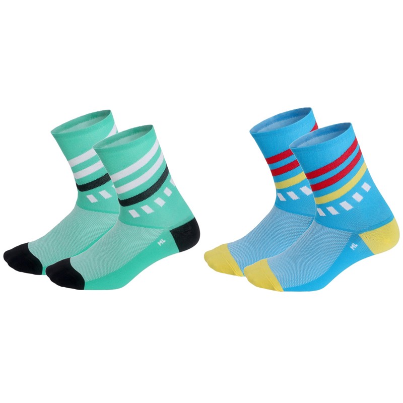 2Pairs Cycling Socks Riding Bicycle Bike Sports Ankle Socks XC MTB Blue Green