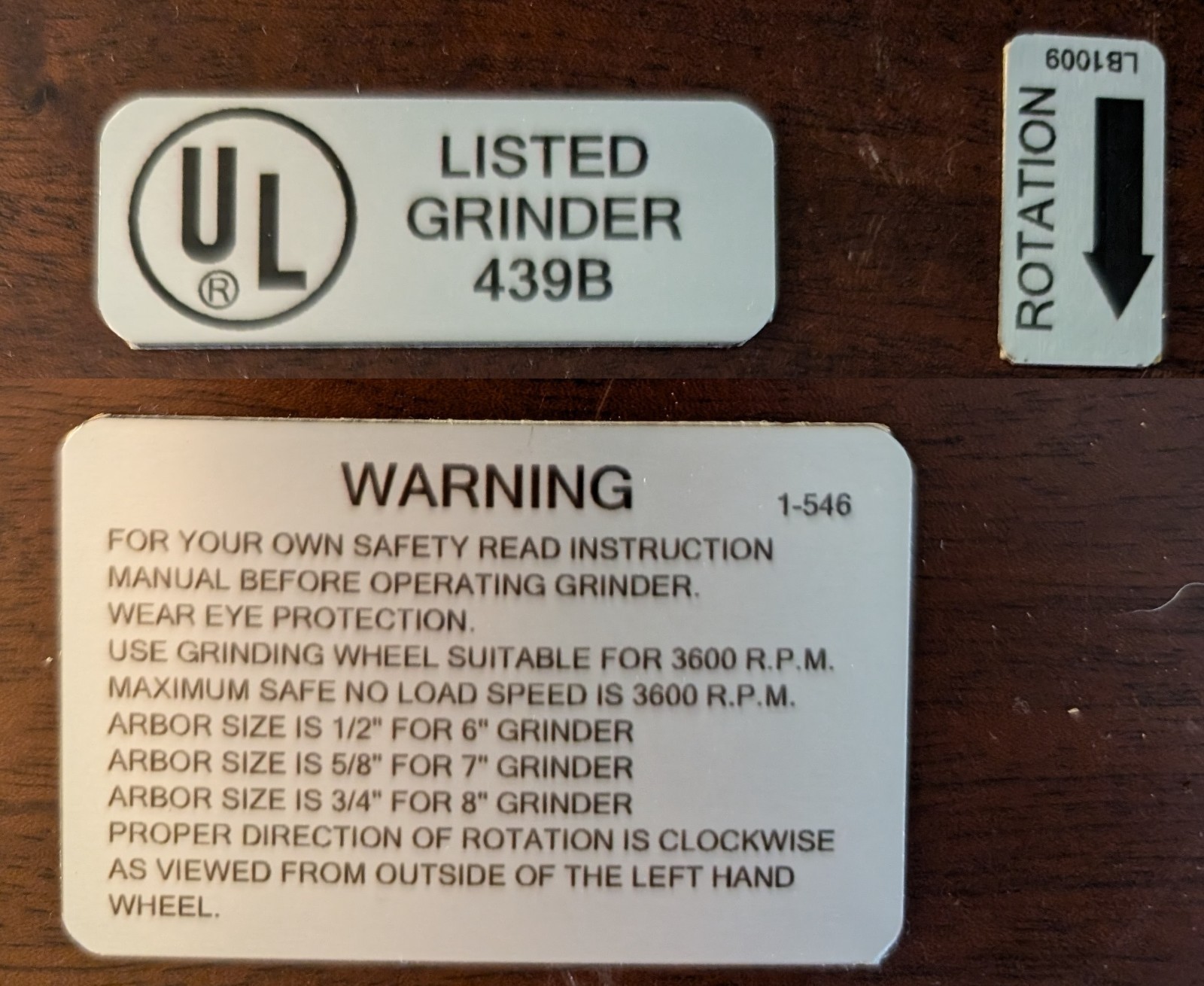 Replacement Bench Grinder Label Set Assorted | Baldor | Sublimated | USA