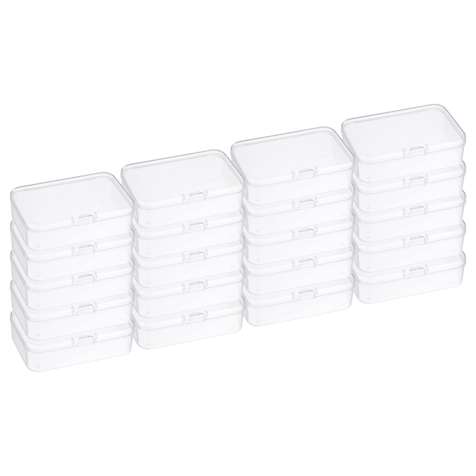 20 Pack 3.3x2.2x1 Inch Plastic Clear Storage Box with Hinged Lid