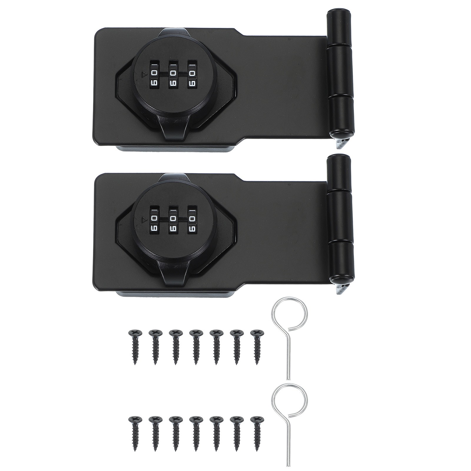 2 Pcs Password Rotary Hasp Locks Mechanical Cabinet Latch Locks 3.5" Black