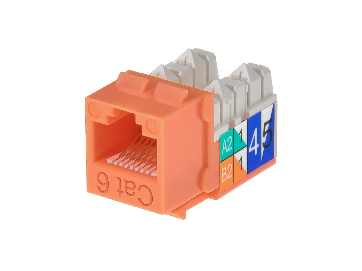 Monoprice Cat6 Punch Down Keystone Jack for 22-24AWG Solid Wire, Orange