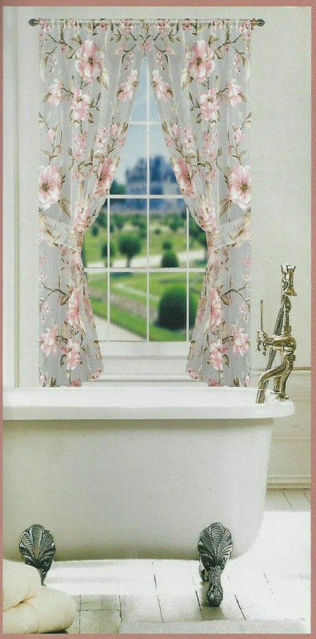 Melrose Pink Window Curtain, Sheer, 54" Long