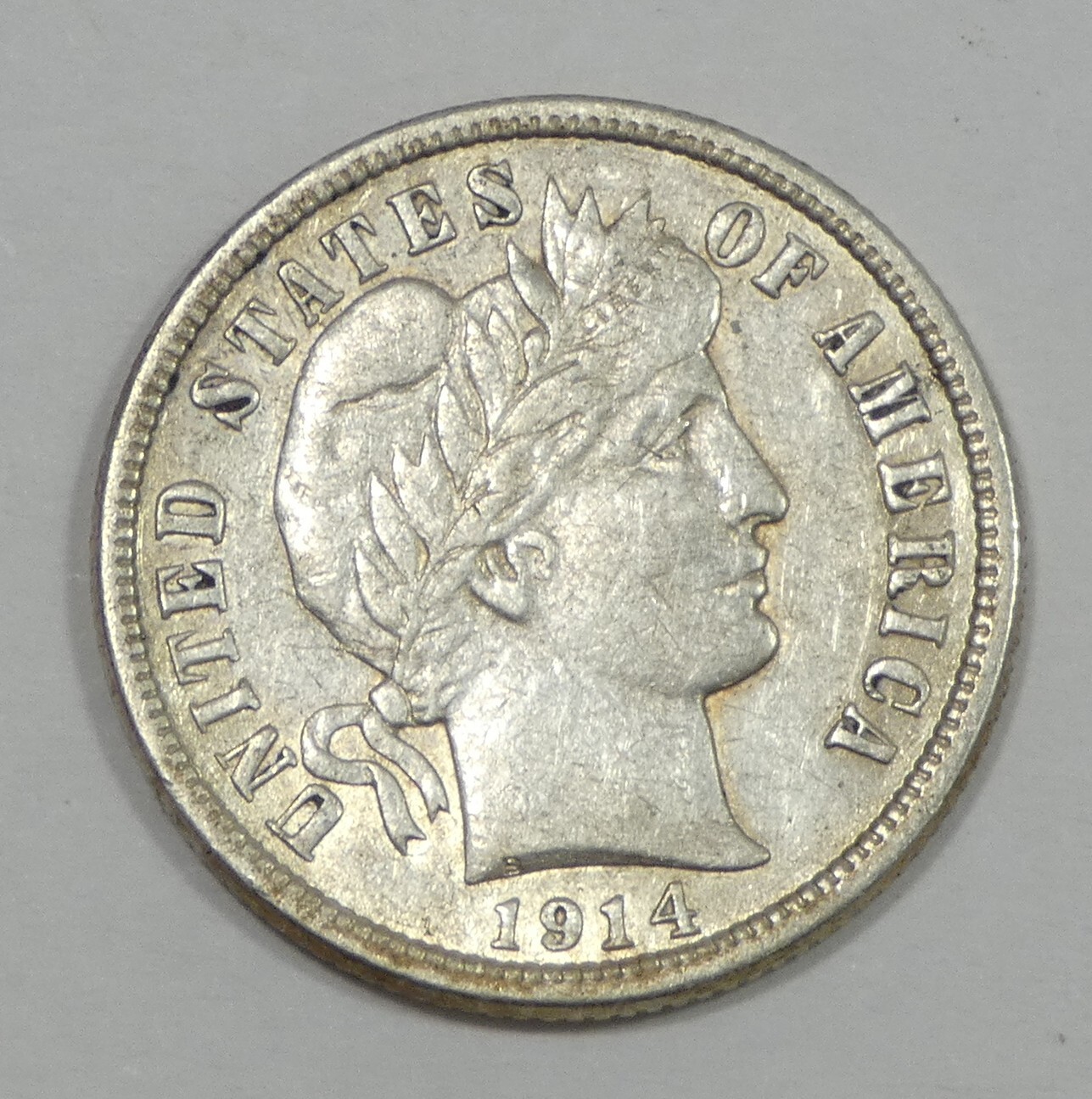 1914-D Barber Dime ALMOST UNCIRCULATED Silver 10c