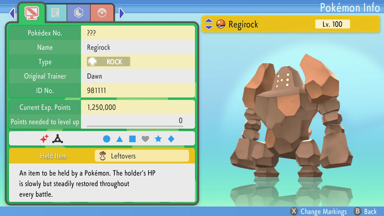 Shiny Regirock 6IVs Pokemon BDSP