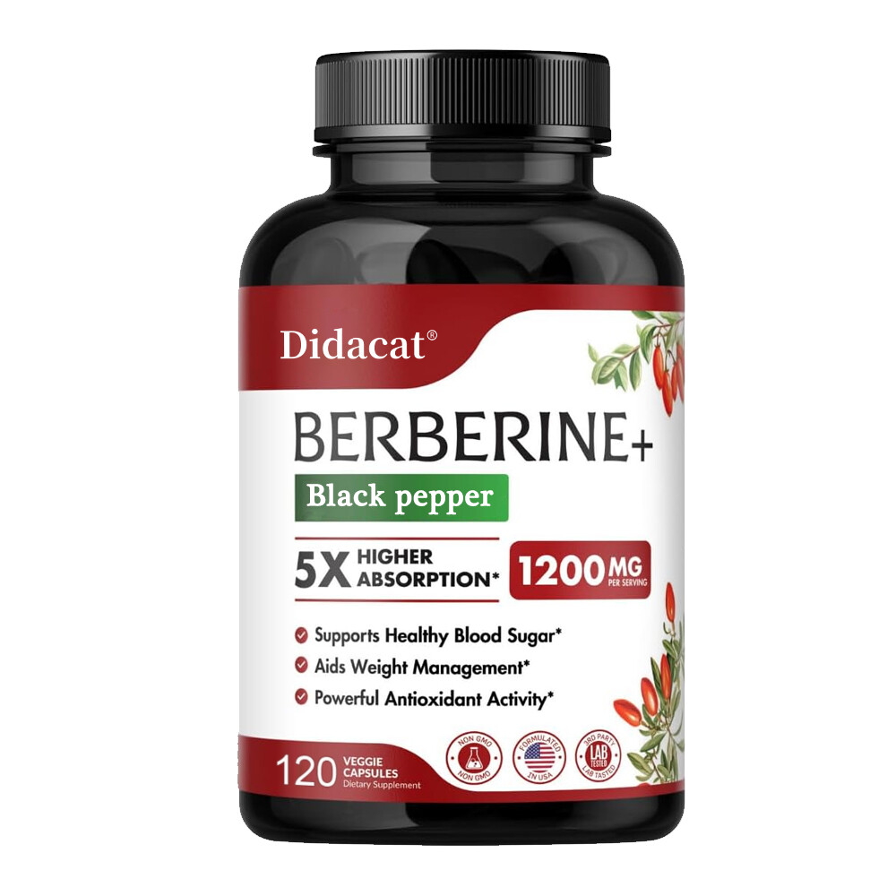 BERBERINE+Black pepper 1200MG extract capsules PER SERVINE Healthy Blood Sugar