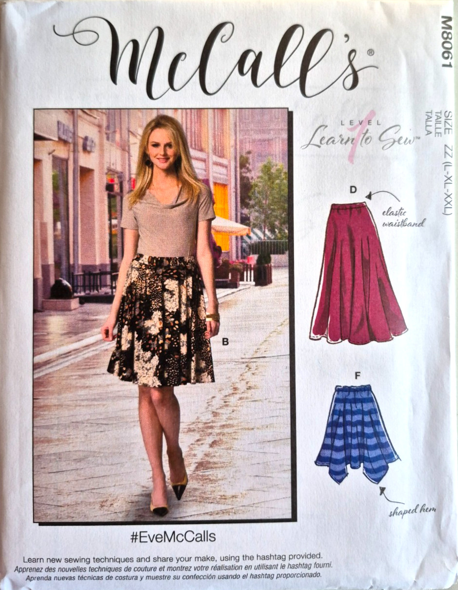 MCCALLS PATTERN 8061  SKIRTS  MISSES SIZES  LARGE XLARGE XXLARGE   UNCUT  NEW FF