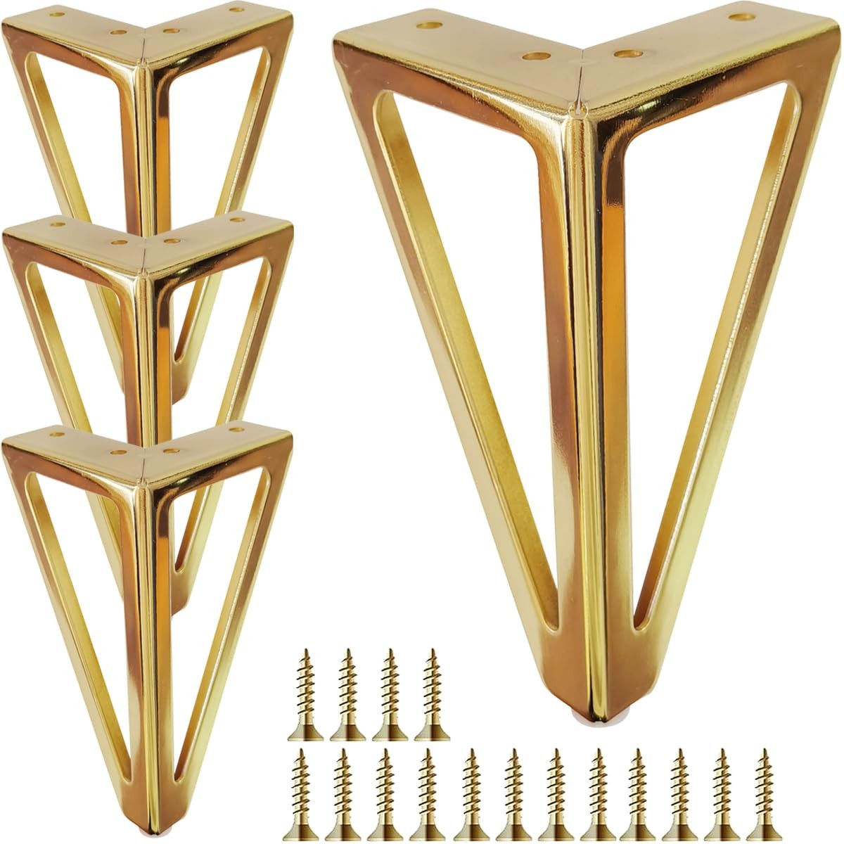 Jaswass 6 Inch Gold Metal Furniture Legs Set of 4, Heavy Duty Sofa/Cabinet/Ta...
