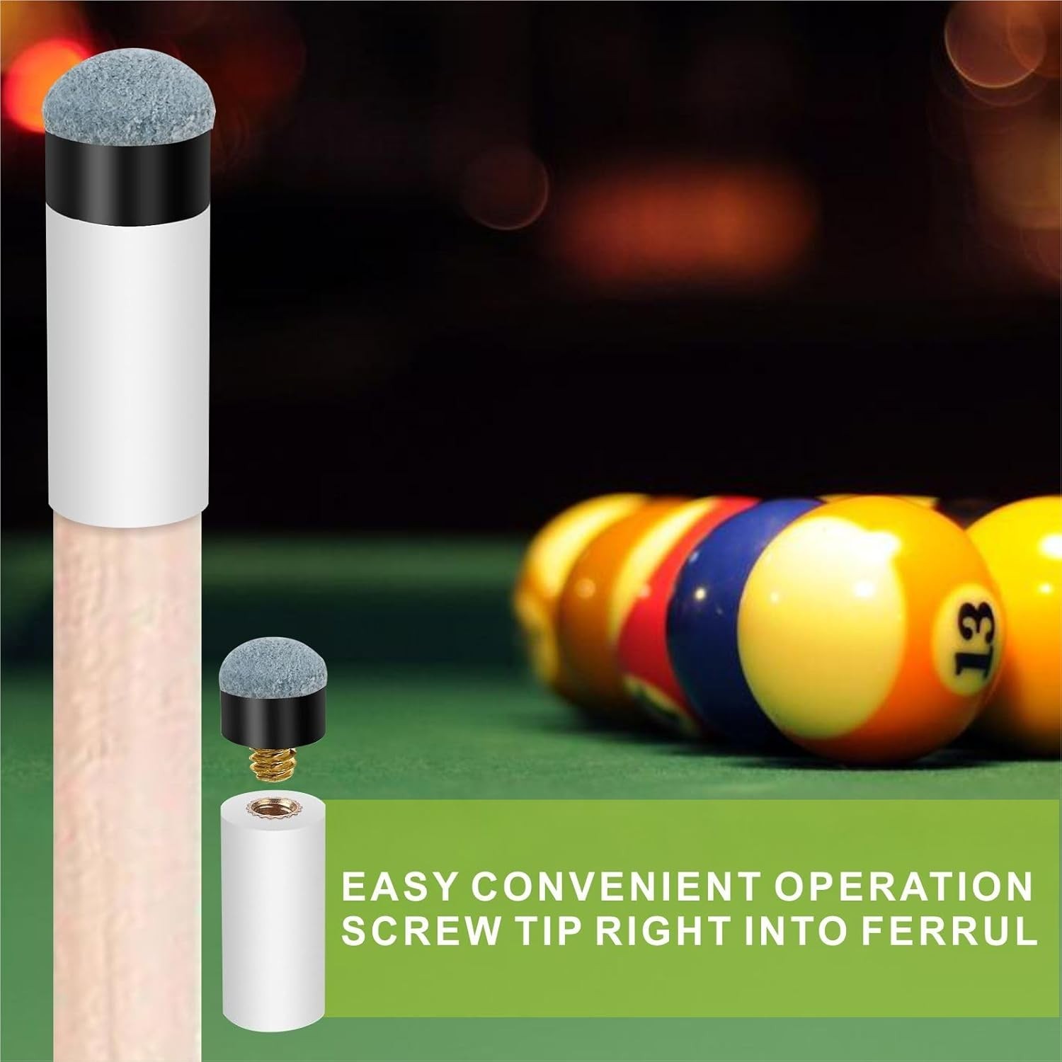 10 Sets Cue Tips for Pool Stick Billiard Cues Tips Replacement Kit with White